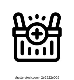 add to basket line icon. Clean and minimalist vector icon for websites, mobile apps, presentations, and logos. Fully scalable and customizable for any project.