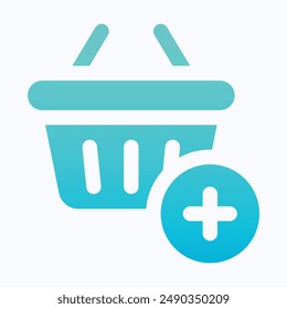 Add To Basket, Shopping Basket, Bucket Vector Icon, Isolated Gradient Vector Icon.