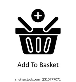 Add To Basket Vector  Solid Icon Design illustration. User interface Symbol on White background EPS 10 File