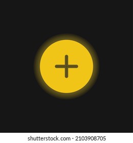 Add Black Circular Button yellow glowing neon icon