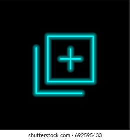 Add blue glowing neon ui ux icon. Glowing sign logo vector