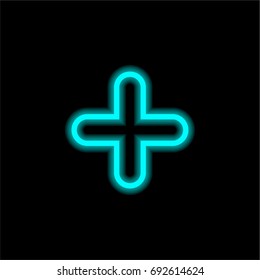 Add blue glowing neon ui ux icon. Glowing sign logo vector