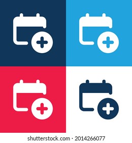 Add blue and red four color minimal icon set