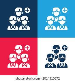 Add blue and red four color minimal icon set