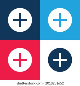 Add blue and red four color minimal icon set