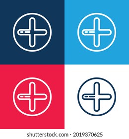 Add blue and red four color minimal icon set