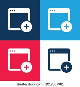 Add blue and red four color minimal icon set