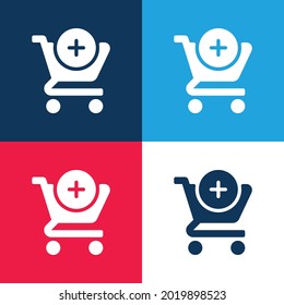 Add blue and red four color minimal icon set