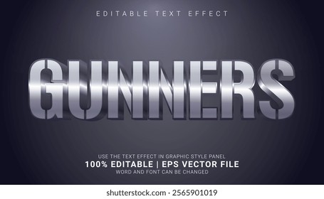 Add bold energy to your designs with this Metallic 3D Gunners Text Effect. Perfect for action-packed projects, gaming visuals, military themes, and posters, this high-quality.