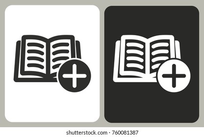 Add book - black and white vector icons for graphic and web design.