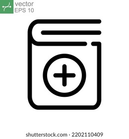 Add book icon. Creating new folder. cover dictionary with plus symbol for add literature data file. bookshelf sign for website and app logo. Vector illustration. Design on white background. EPS 10