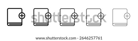 Add Book Icon vector outline set illustration sign