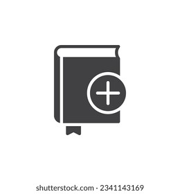 Icono de vector de libro. signo plano relleno para concepto móvil y diseño web. Libro con más icono de glifo. Símbolo, ilustración del logotipo. Gráficos vectoriales