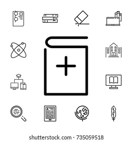 Add book vector icon on white background. set of education icons