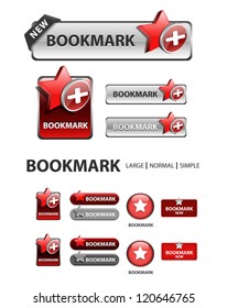 add to bookmark button, collection of favorite icons and buttons