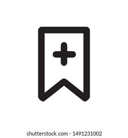 Add bookmark icon vector.  Add bookmark symbol. Linear style sign for mobile concept and web design. Add bookmark symbol illustration. Pixel vector graphics - Vector.
