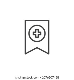 Add bookmark outline icon. linear style sign for mobile concept and web design. Bookmark with plus simple line vector icon. Symbol, logo illustration. Pixel perfect vector graphics