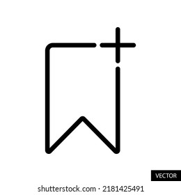 Add bookmark, Bookmark page, Save to collection vector icon in line style design for website design, app, UI, isolated on white background. Editable stroke. EPS 10 vector illustration.