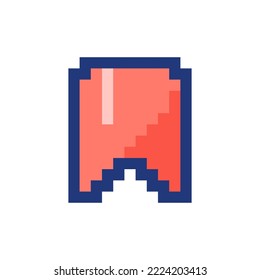 Add bookmark pixelated RGB color ui icon. Saving webpage. Reading list. Highlight. Simplistic filled 8bit graphic element. Retro style design for arcade, video game art. Editable vector isolated image