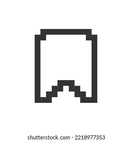 Add bookmark pixelated ui icon. Saving webpage. Reading list. Ebook reader. Highlighting. Editable 8bit graphic element. Outline isolated vector user interface image for web, mobile app. Retro style