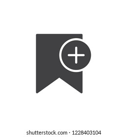 Add bookmark vector icon. filled flat sign for mobile concept and web design. Bookmark plus simple solid icon. Symbol, logo illustration. Pixel perfect vector graphics