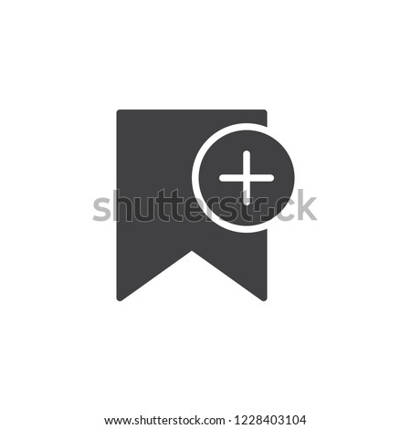 Add bookmark vector icon. filled flat sign for mobile concept and web design. Bookmark plus simple solid icon. Symbol, logo illustration. Pixel perfect vector graphics