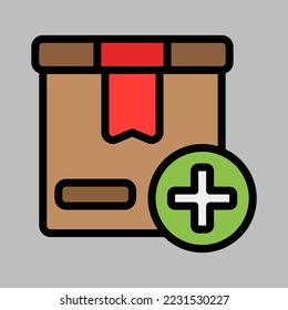 Add box icon in filled line style about logistics, use for website mobile app presentation