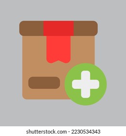 Add box icon in flat style about logistics, use for website mobile app presentation