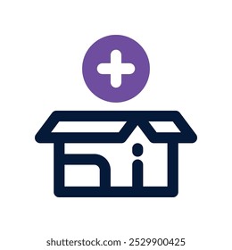 ícone adicionar à caixa. ícone de tom duplo vetorial para o seu site, celular, apresentação e design de logotipo.