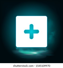 Add, box vector icon. Lighting blue smoke neon icon. Add, box vector