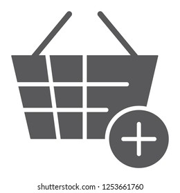 Add to bucket glyph icon, internet and shop, shopping basket sign, vector graphics, a solid pattern on a white background, eps 10.