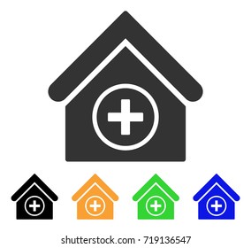 Add Building icon. Vector illustration style is a flat iconic add building symbol with black, gray, green, blue, yellow color versions. Designed for web and software interfaces.