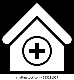 Add Building vector icon. Flat white symbol. Pictogram is isolated on a black background. Designed for web and software interfaces.