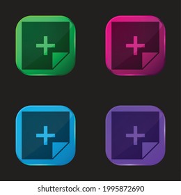 Add Button four color glass button icon