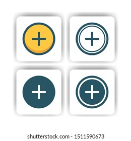 add button icon for mobile, web, and presentation with flat color vector illustrator
