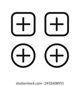 Add button icon. More icon vectors. Plus icon set.