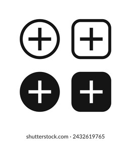 Add button icon. More icon vectors. Plus icon set.