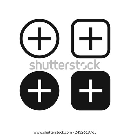Add button icon. More icon vectors. Plus icon set.
