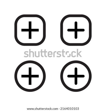 Add button icon vector of social media elements. Cross, plus sign symbol in line style