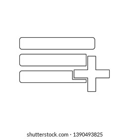 add button to the menu icon. Element of web for mobile concept and web apps icon. Outline, thin line icon for website design and development, app development