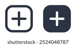 Add Button, Plus or New Item simple icons set designed in filled, outline, line and stroke style