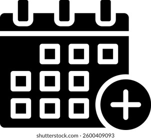Add Calendar Icon Glyph Vector Illustration