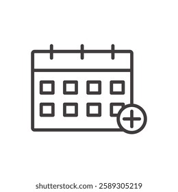 add calendar icon isolated stroke in black color