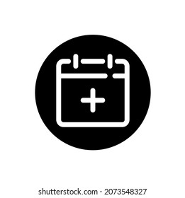 Add calendar icon, simple vector glyph style