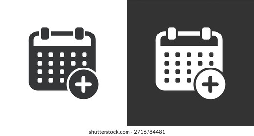 ícone Adicionar Calendário. Ícone de série de glifos sólidos