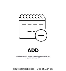 agregar calendario delgado contorno icono diseño de Vector bueno para Web o App móvil