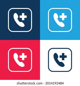 Add Call blue and red four color minimal icon set