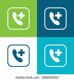 Add Call Flat four color minimal icon set