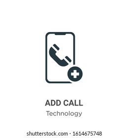 Add call glyph icon vector on white background. Flat vector add call icon symbol sign from modern technology collection for mobile concept and web apps design.