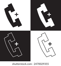 Agregar ícono de llamada para App de Web, iu y móviles. aislado sobre fondo blanco y negro. EPS 10